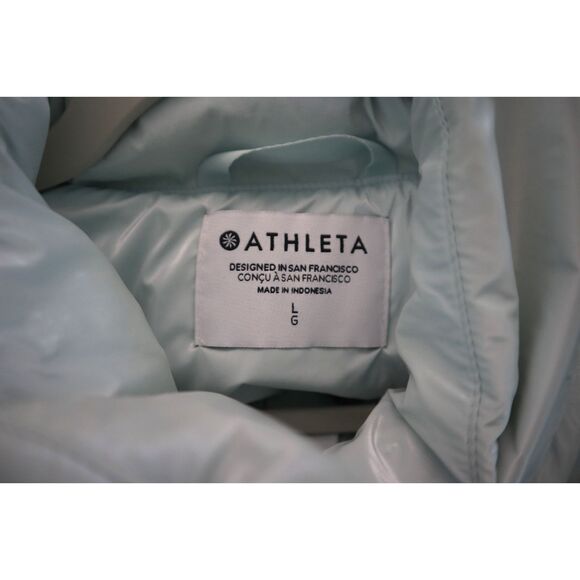 Athleta 480075 Women's Sz L Glacier Blue Summit Cropped Shine Puffer Jacket - Picture 4 of 11